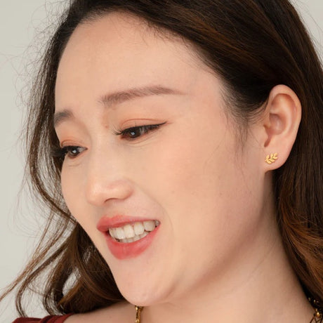 rowen leaf studs gold model