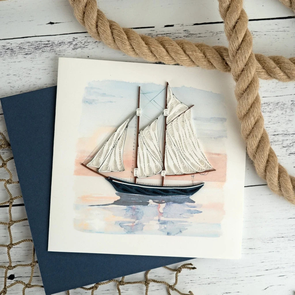 Schooner at Sunset Quilling Card