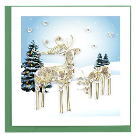 snowy reindeer quilling card