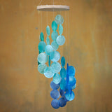 spiral capiz chime blue water