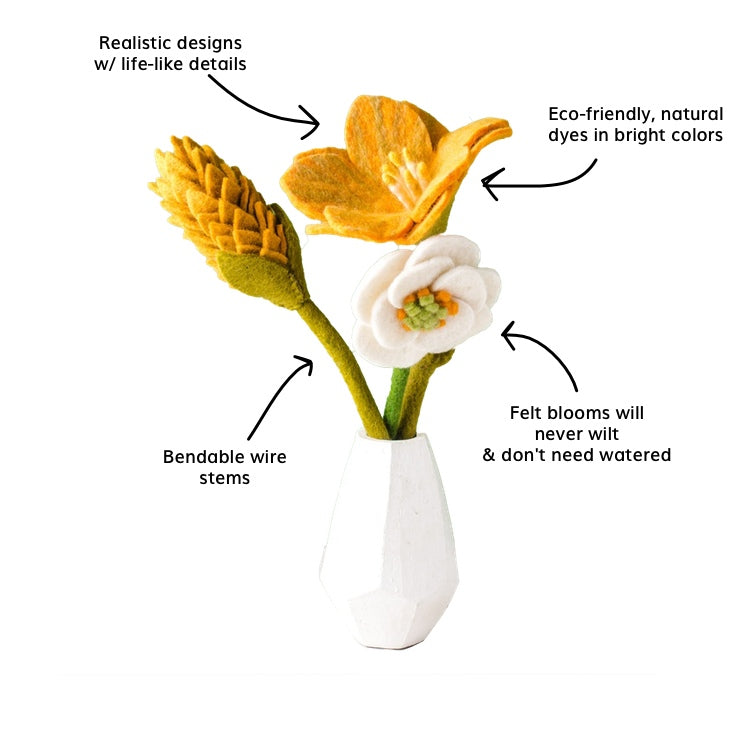 Tangerine Tango Felt Flower Bouquet