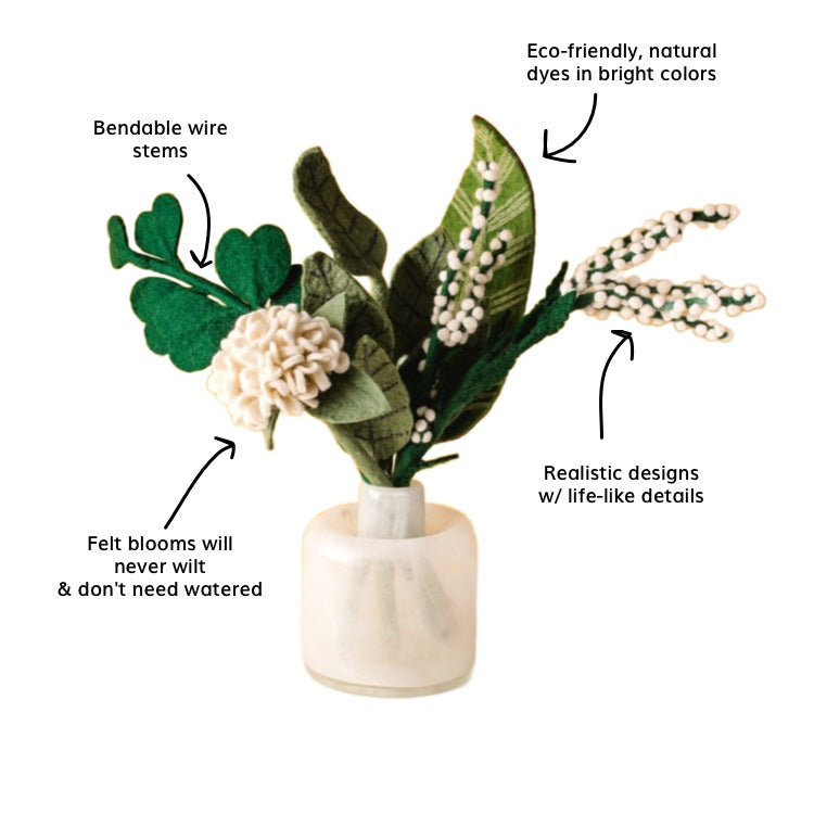 Verdant Meadow Felt Flower Bouquet