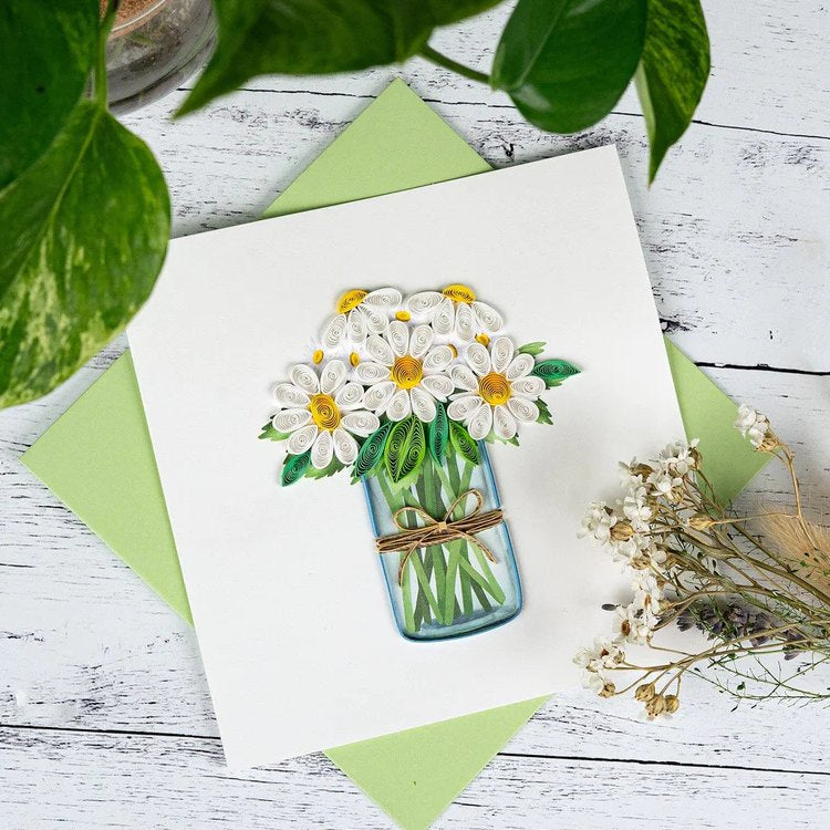 white daisies quilling card styled 2