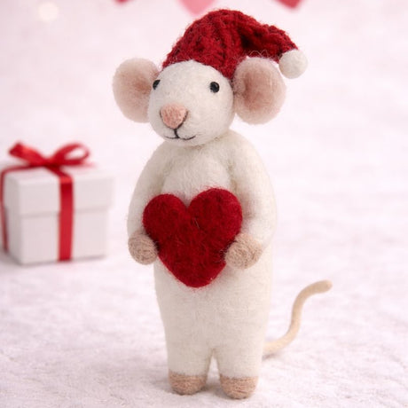 white mouse heart ornament styled 1