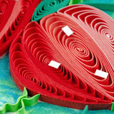 Close-up of a Quilling Card featuring Wild Strawberries with intricate paper quilling details and vibrant strawberry designs.