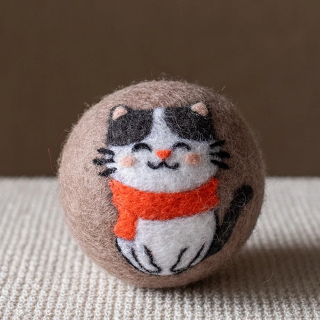 Eco Wool Dryer Ball - Cat with Scarf