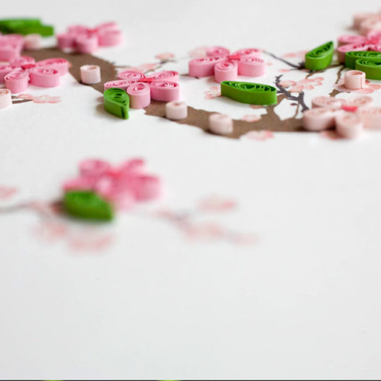 cherry blossom quilling card detail