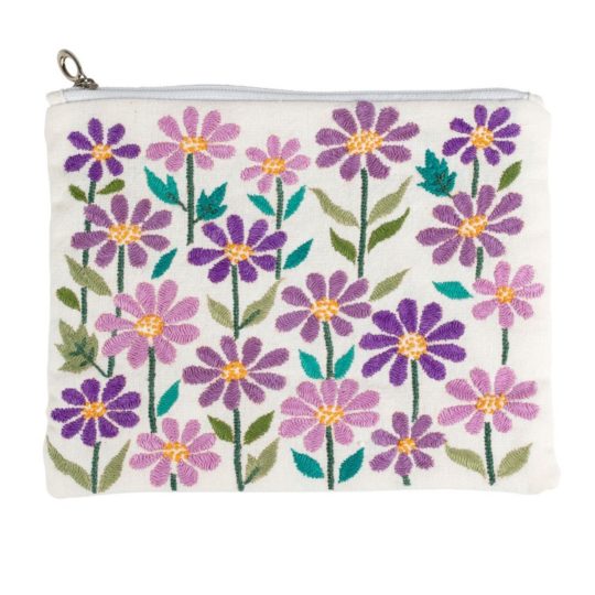 embroidered blossoms pouch