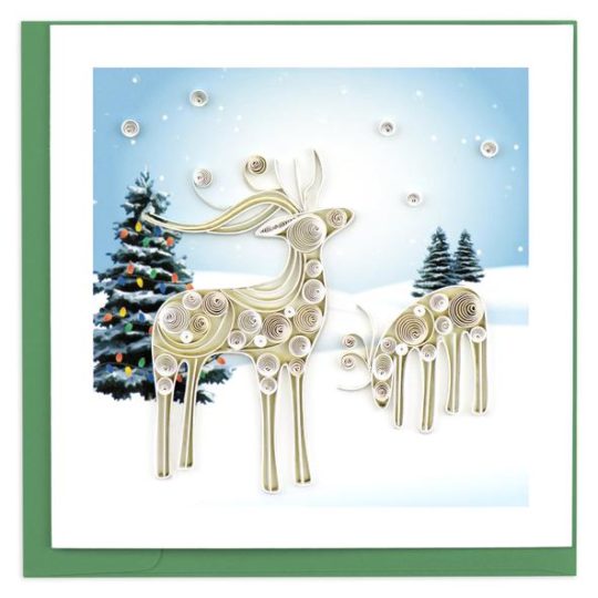 snowy reindeer quilling card
