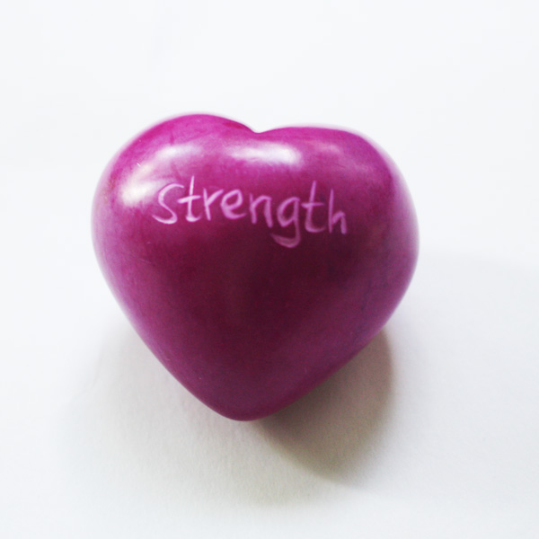 strength pink word heart