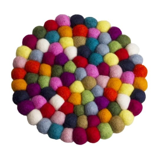 multi color felt ball trivet