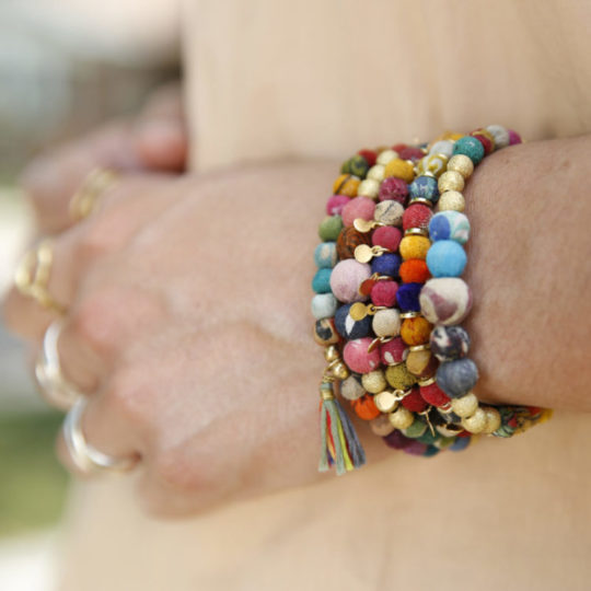 stacked kantha bracelets