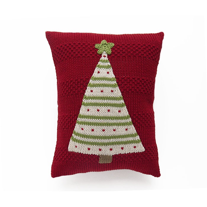 knit christmas tree pillow