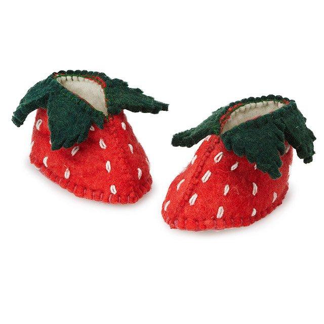 strawberry felt baby shoes