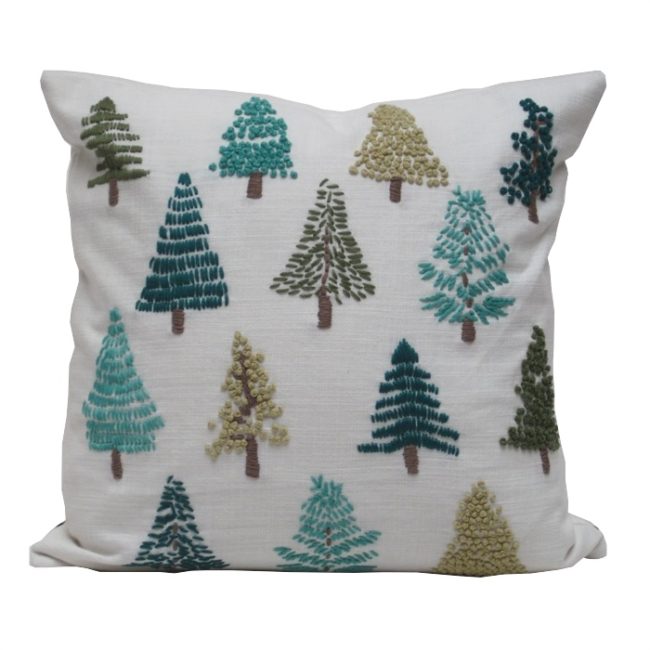 Ever Greens embroidered pillow
