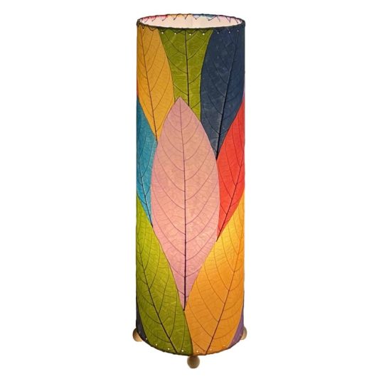 24 Inch Cocoa Leaf Cylinder Table Lamp Multi