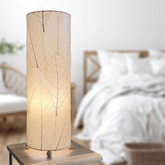 24 Inch Cocoa Leaf Cylinder Table Lamp Natural