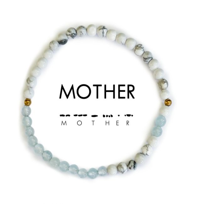 Morse code bracelet mother cloudy blue
