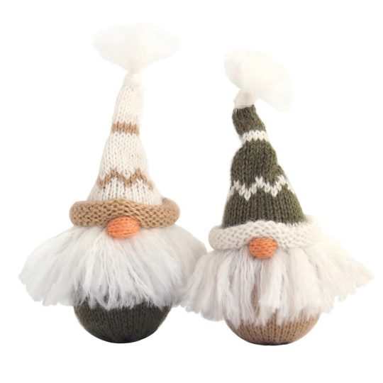 knit gnome ornament with nordic hat