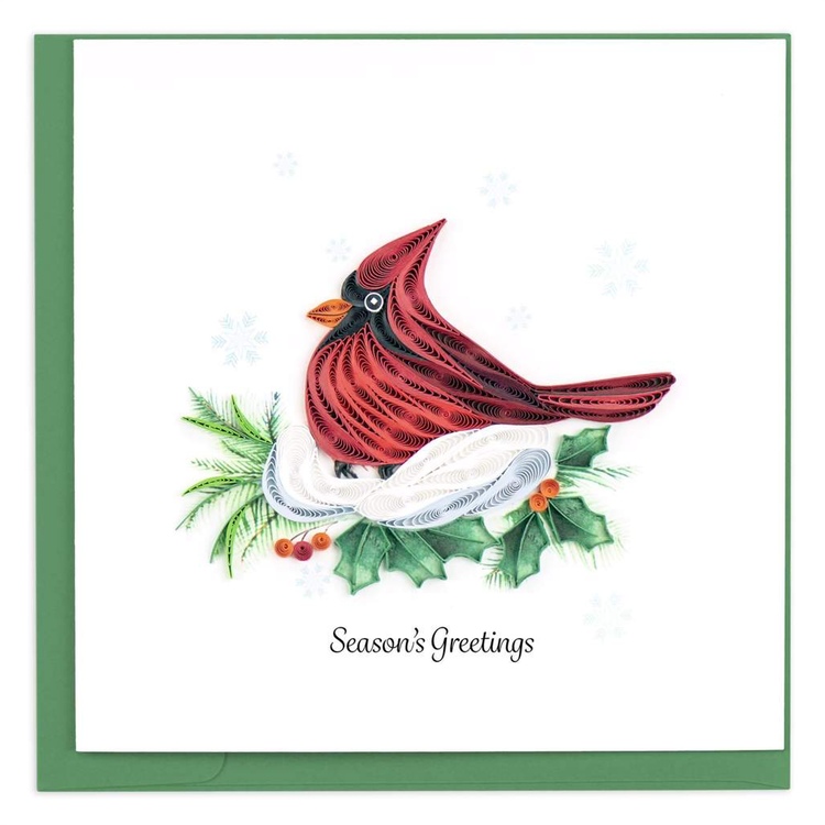 snowy cardinal quilling card