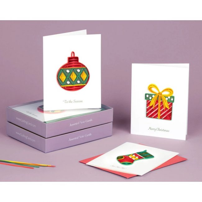 traditional christmas quilling card box set