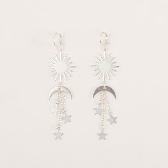 sun and moon dangle earrings silver