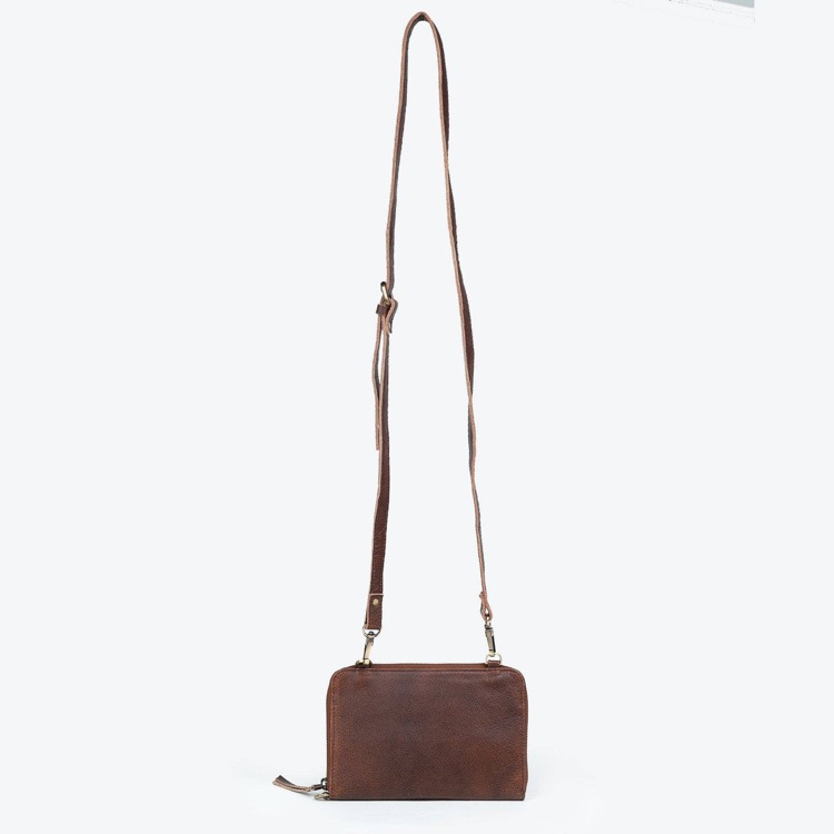 Crossbody Wallet Brown Leather Fair Trade Winds