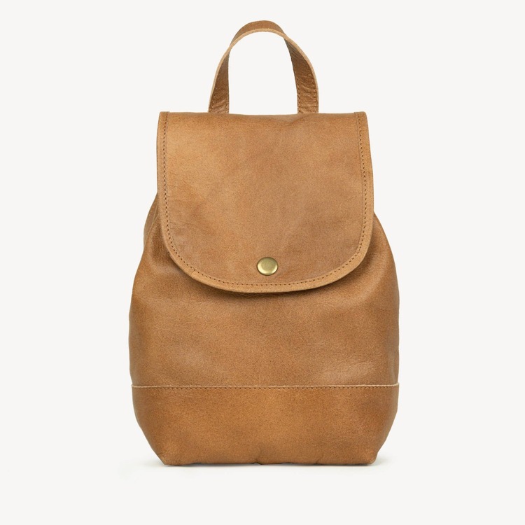 Leather Mini Fold Over Backpack
