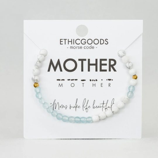 morse code bracelet mother cloudy blue