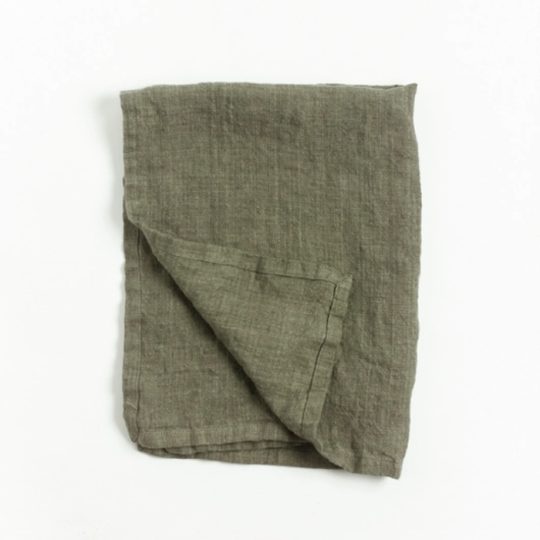 stone washed linen towel sage